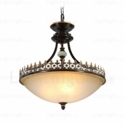 Luminária pendente rústica de 3 luzes com cúpula de vidro