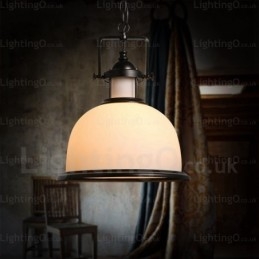 1 luz pendente rústica country com cúpula de vidro