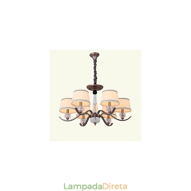 Lustre de Cristal 6 Luzes Moda Pintura Metal
