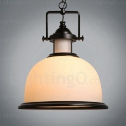 1 luz pendente rústica country com cúpula de vidro