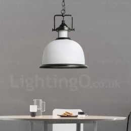 1 luz pendente rústica country com cúpula de vidro