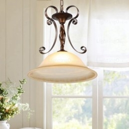 1 luz pendente rústica country com cúpula de vidro