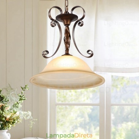 1 luz pendente rústica country com cúpula de vidro 1 luz pendente rústica country com cúpula de vidro