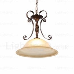 1 luz pendente rústica country com cúpula de vidro