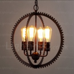 Luminária pendente retrô vintage de 4 luzes