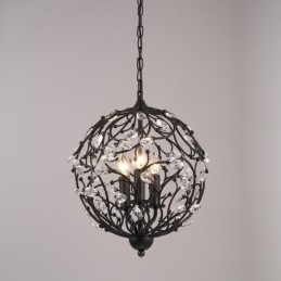 Luminária pendente de cristal globo retrô vintage com 3 luzes