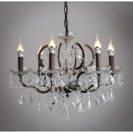 6 Diâmetro de luz 60CM Pintura de cristal vintage Lustre de metal Cor de ferro enferrujado Luz pendente