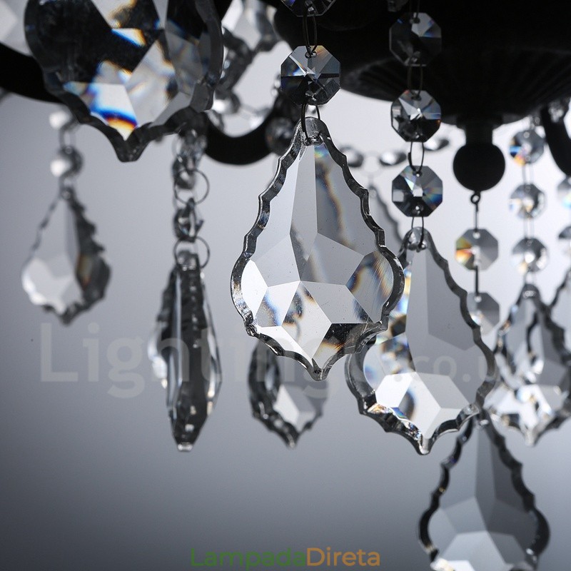 6 Diâmetro de luz 60CM Pintura de cristal vintage Lustre de metal Cor de ferro enferrujado Luz pendente