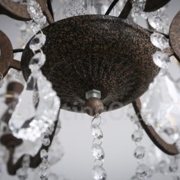 6 Diâmetro de luz 60CM Pintura de cristal vintage Lustre de metal Cor de ferro enferrujado Luz pendente