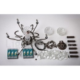 6 Diâmetro de luz 60CM Pintura de cristal vintage Lustre de metal Cor de ferro enferrujado Luz pendente