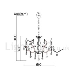 6 Diâmetro de luz 60CM Pintura de cristal vintage Lustre de metal Cor de ferro enferrujado Luz pendente