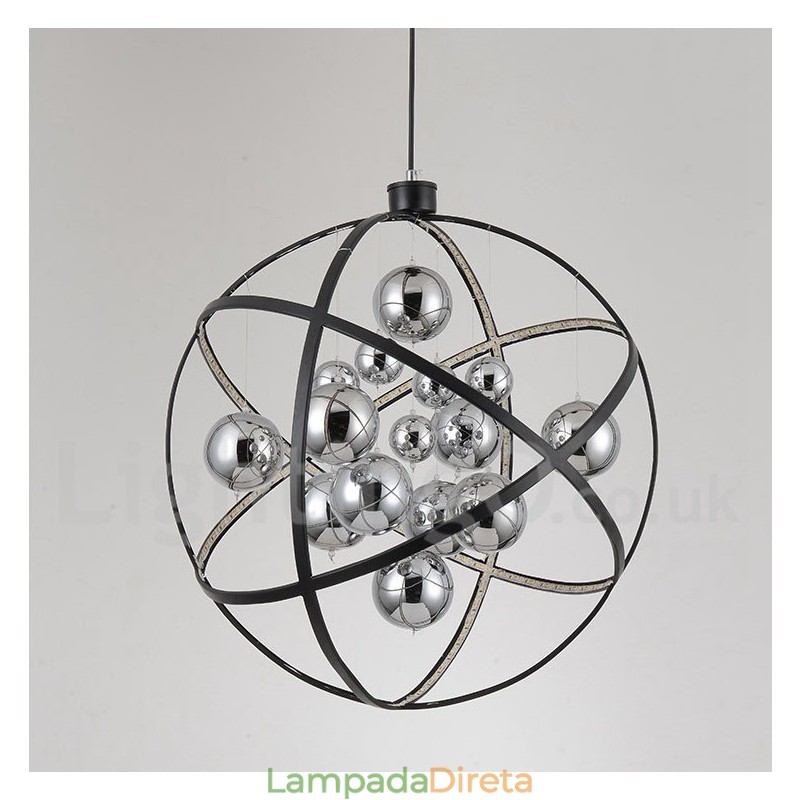 Diâmetro 50CM 80CM Lustre Globo Vintage Cor Enferrujada Luz Pendente
