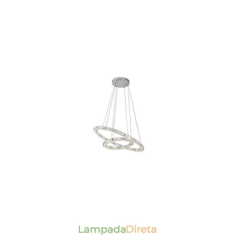 Luminária pendente de cristal moderna com 2 anéis e três lados K9, luminárias de teto internas de cristal