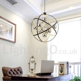 Diâmetro 50CM 80CM Lustre Globo Vintage Cor Enferrujada Luz Pendente