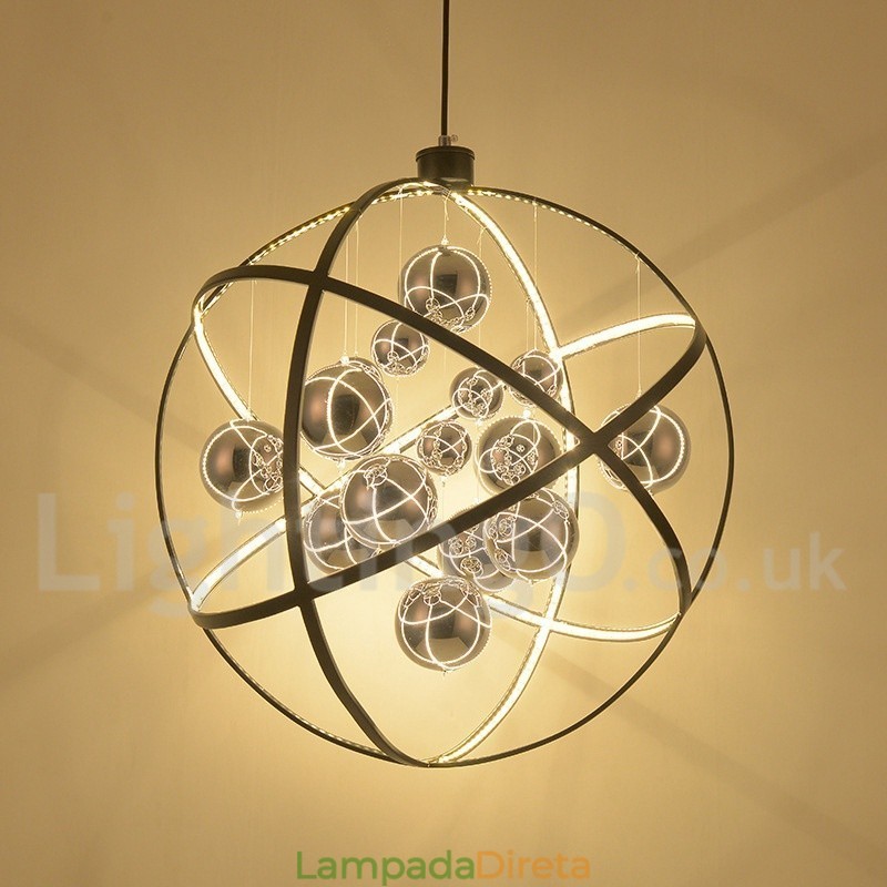 Diâmetro 50CM 80CM Lustre Globo Vintage Cor Enferrujada Luz Pendente