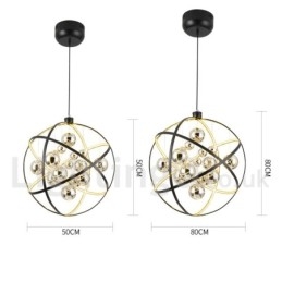 Diâmetro 50CM 80CM Lustre Globo Vintage Cor Enferrujada Luz Pendente