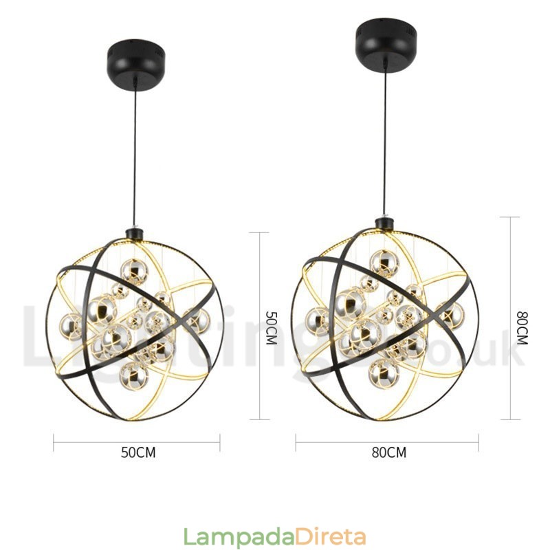 Diâmetro 50CM 80CM Lustre Globo Vintage Cor Enferrujada Luz Pendente
