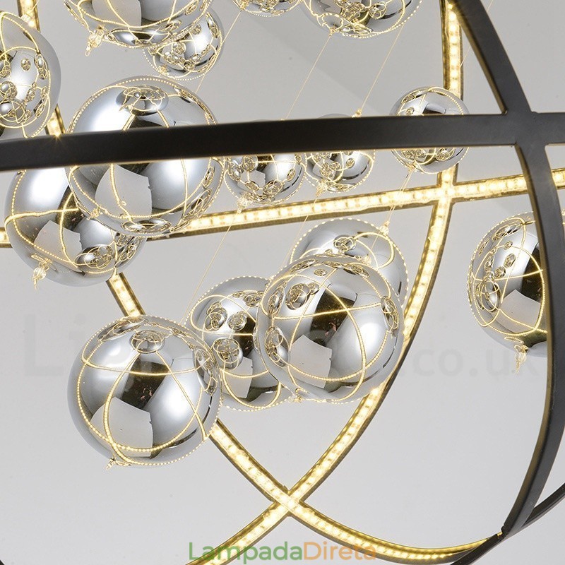 Diâmetro 50CM 80CM Lustre Globo Vintage Cor Enferrujada Luz Pendente