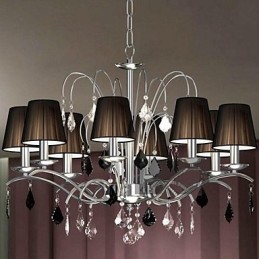 Abajur de tecido Lustre de cristal 8 luzes