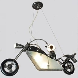 Lustre de ferro para motocicleta infantil nostálgico, lâmpadas de iluminação