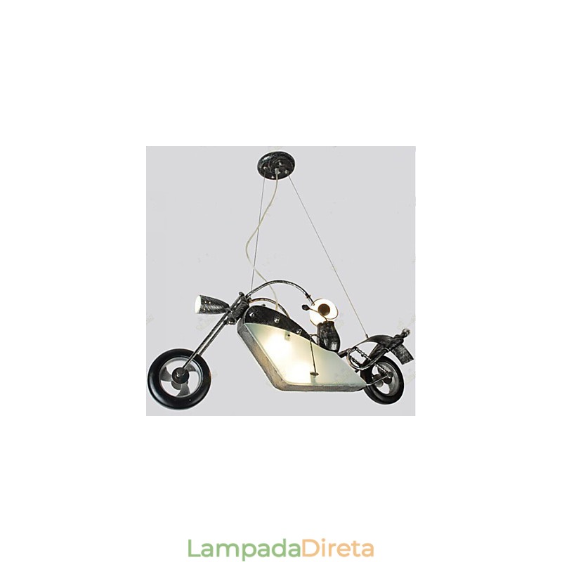 Lustre de ferro para motocicleta infantil nostálgico, lâmpadas de iluminação