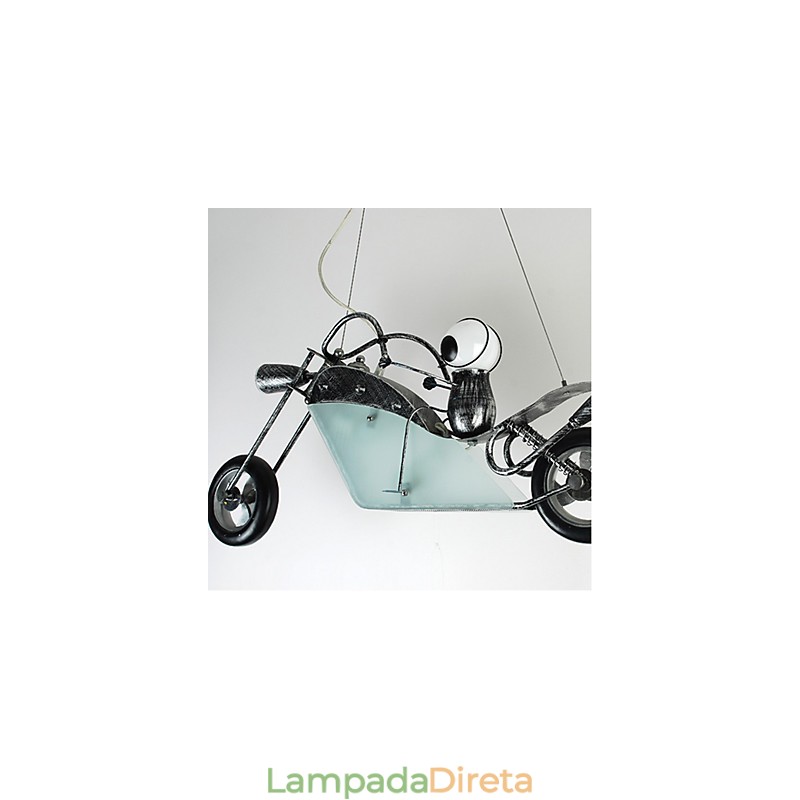 Lustre de ferro para motocicleta infantil nostálgico, lâmpadas de iluminação