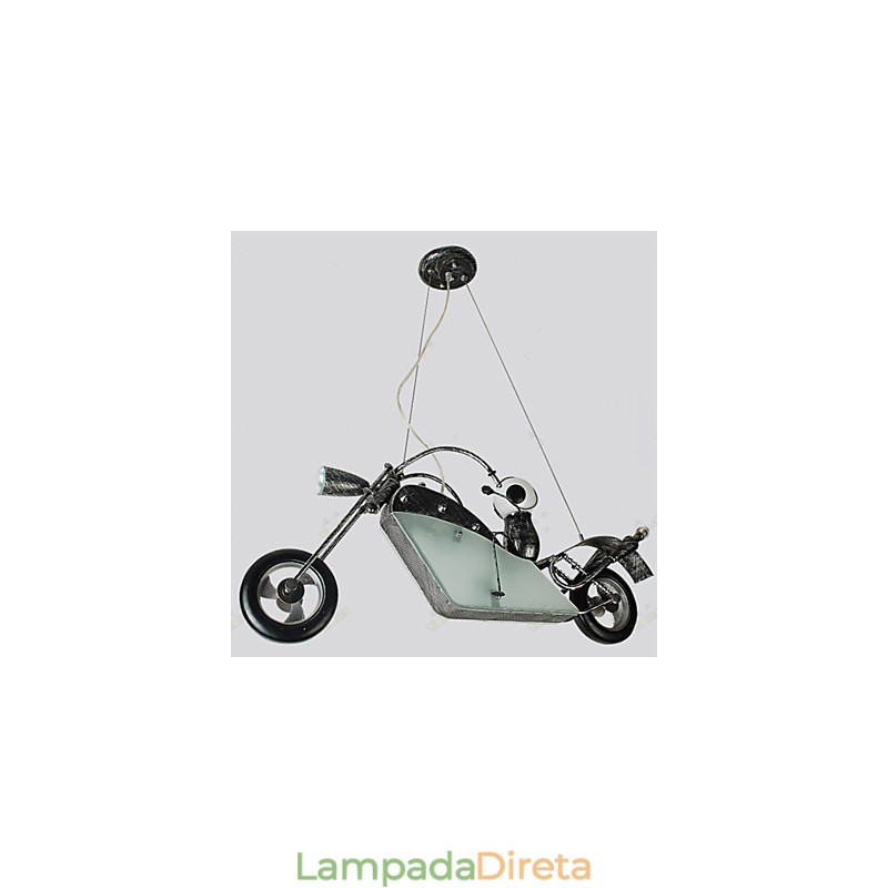 Lustre de ferro para motocicleta infantil nostálgico, lâmpadas de iluminação