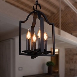 Luminária pendente de ferro minimalista vintage com 4 luzes
