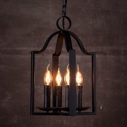 Luminária pendente de ferro minimalista vintage com 4 luzes