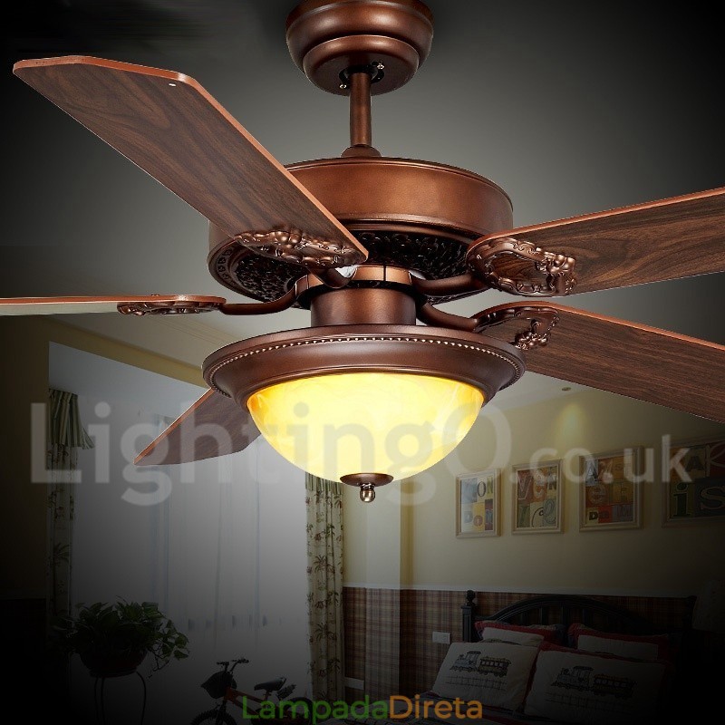 Ventilador de teto vintage country retrô rústico lodge de 48" e 52"
