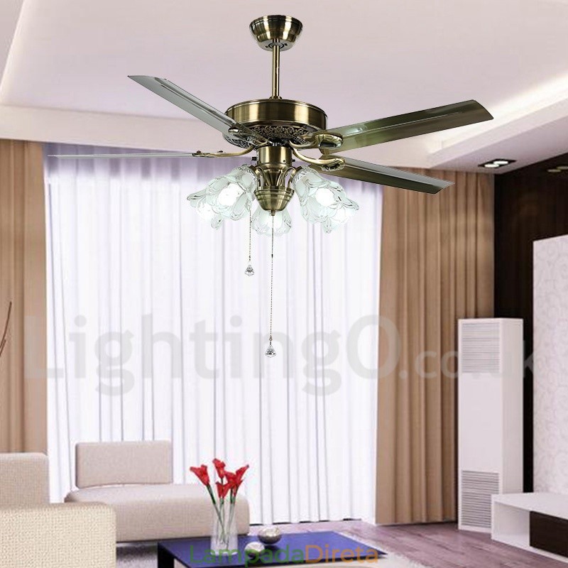 Ventilador de teto vintage estilo europeu de 52"