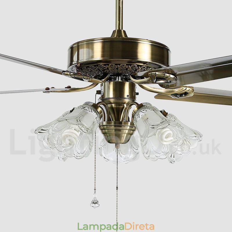 Ventilador de teto vintage estilo europeu de 52"