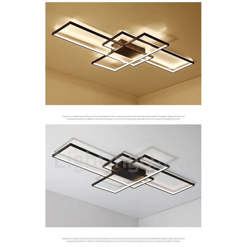 Luminária de teto moderna contemporânea em alumínio com pintura embutida, luminária de parede com dimmer remoto para sala de estar, quarto, também pode ser usada como luminária de parede