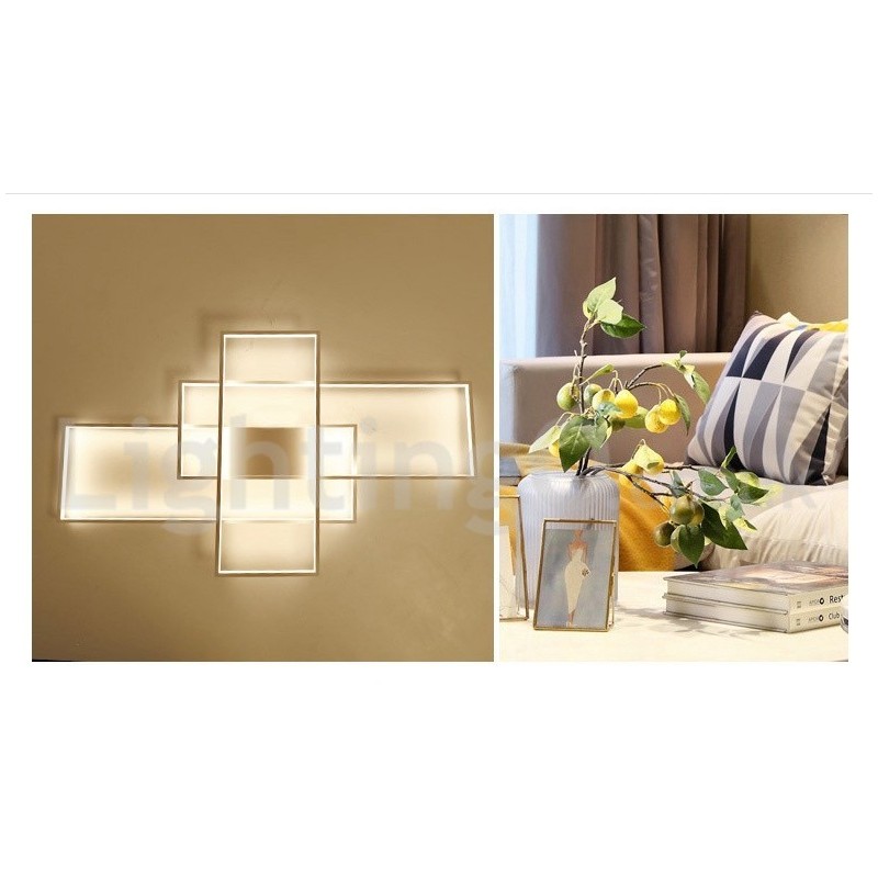 Luminária de teto moderna contemporânea em alumínio com pintura embutida, luminária de parede com dimmer remoto para sala de estar, quarto, também pode ser usada como luminária de parede