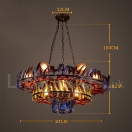 Loja de iluminação de aço retrô, lustre pendente, luz
