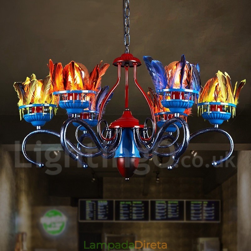 Loja de iluminação de aço retrô, lustre pendente, luz