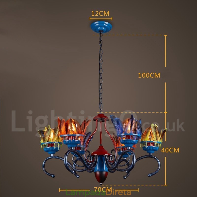 Loja de iluminação de aço retrô, lustre pendente, luz