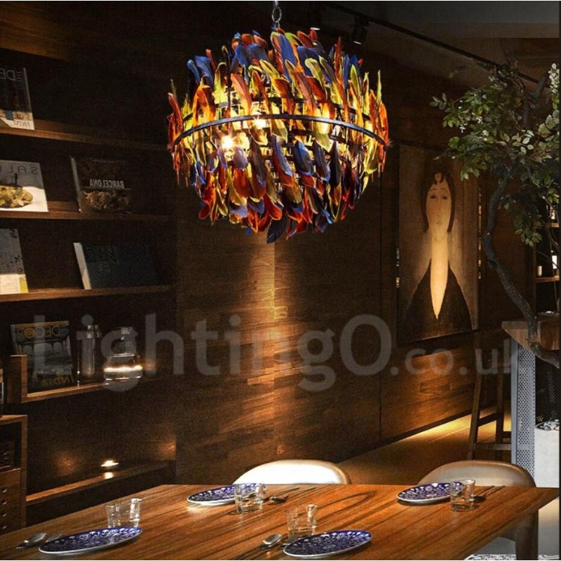 Loja de iluminação de aço retrô, lustre pendente, luz