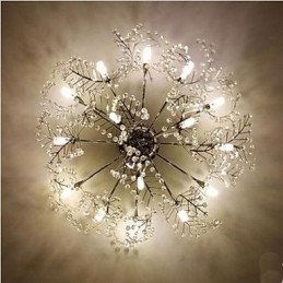 Luminária de teto de cristal decíduo gravado em aço inoxidável