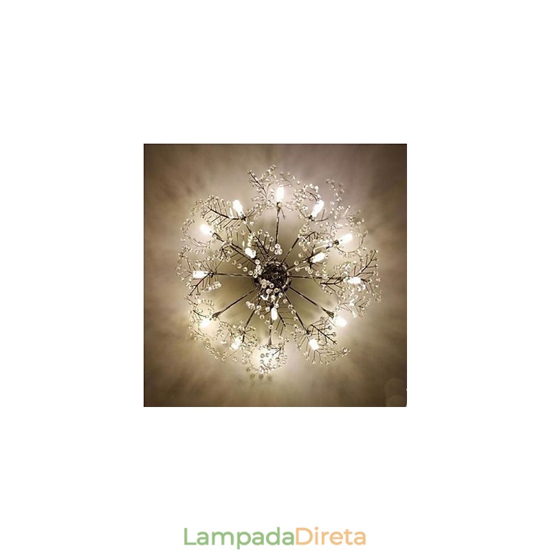 Luminária de teto de cristal decíduo gravado em aço inoxidável