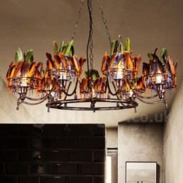 Loja de iluminação de aço retrô, lustre pendente, luz