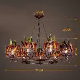 Loja de iluminação de aço retrô, lustre pendente, luz