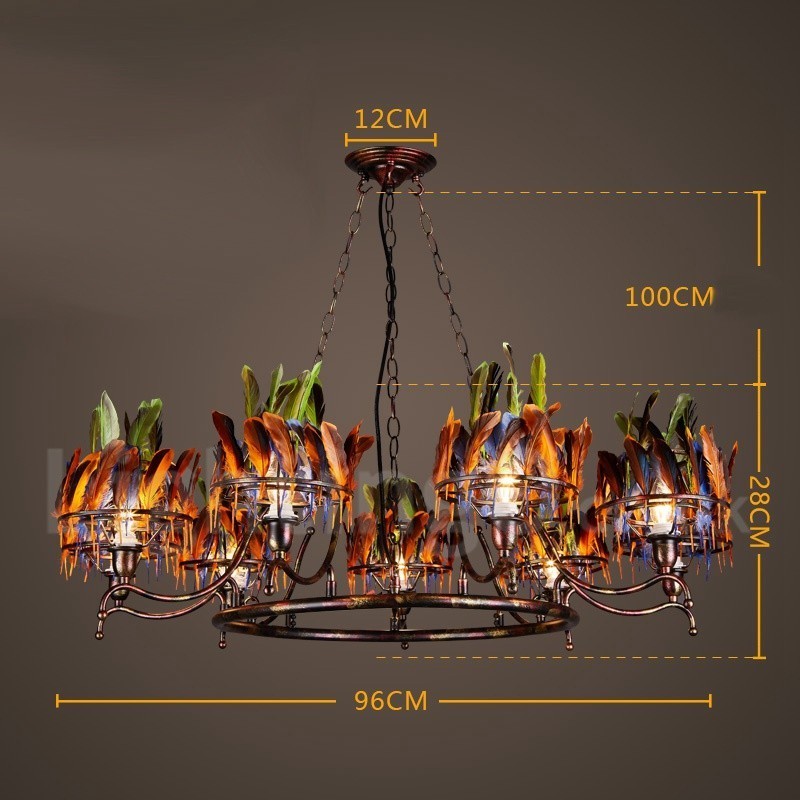 Loja de iluminação de aço retrô, lustre pendente, luz