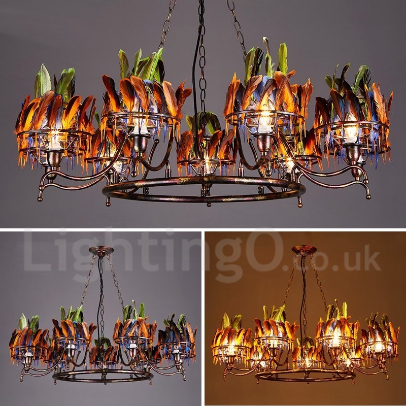 Loja de iluminação de aço retrô, lustre pendente, luz