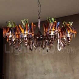 Loja de iluminação de aço retrô, lustre pendente, luz