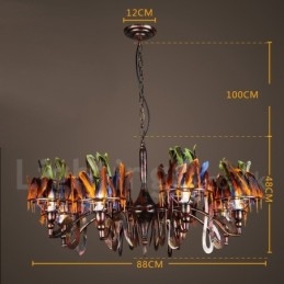 Loja de iluminação de aço retrô, lustre pendente, luz