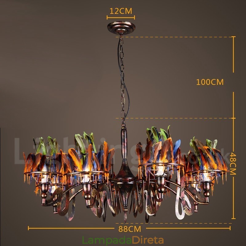 Loja de iluminação de aço retrô, lustre pendente, luz