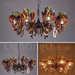 Loja de iluminação de aço retrô, lustre pendente, luz