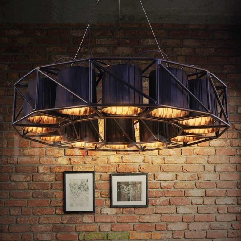 Loja de iluminação de aço estilo industrial, lustre pendente, luz