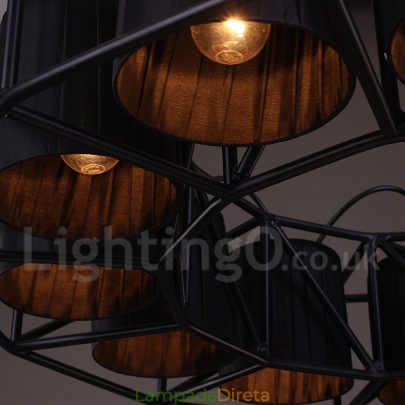 Loja de iluminação de aço estilo industrial, lustre pendente, luz
